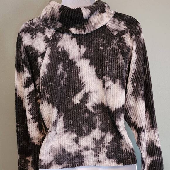Abound Tie Dye Waffle Knit Long Sleeve  Cowl Funnel Neck Sweater NWT size XS - Picture 2 of 8